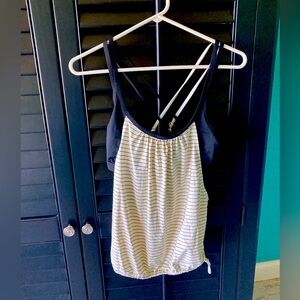 Striped Black and off white Cali Women's Tankini Top